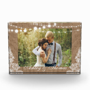 Bloc Photo Mariage de dentelle Rustique Burlap