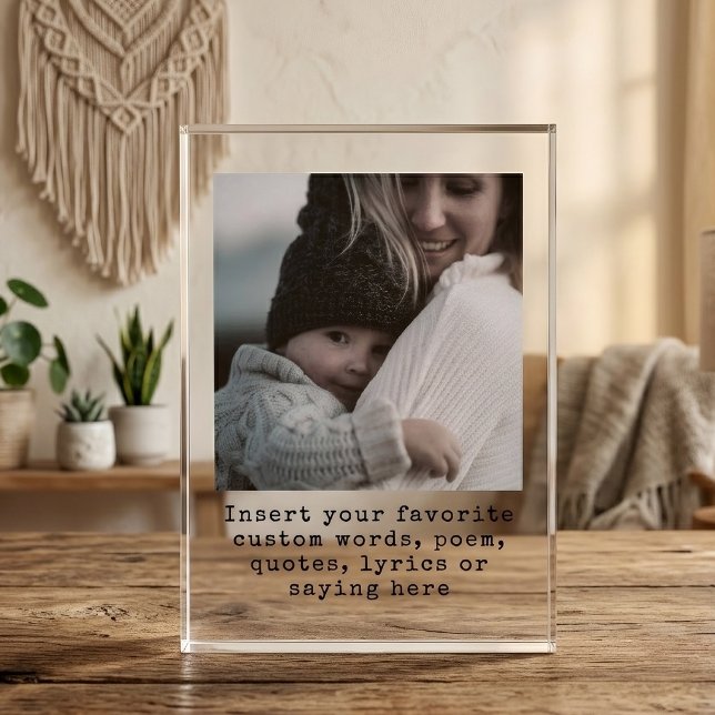 Bloc Photo Mariage | Écriture Moderne Mémoire de Fête des Mèr (custom bachelorette photo block memory gift, wedding photo block, newlyweds | birthday photo block)