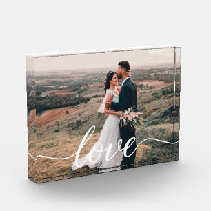 Bloc Photo Mariage Love Script cadeau photo personnalisé