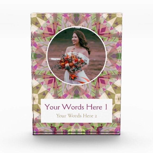Bloc Photo Mariage personnalisé vert rose violet étoile jeune (Devant)
