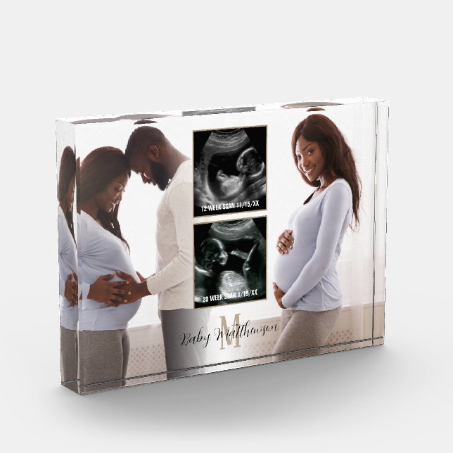 Bloc Photo Maternité Keepsaké 4 photos Monogramme initial (Gauche)