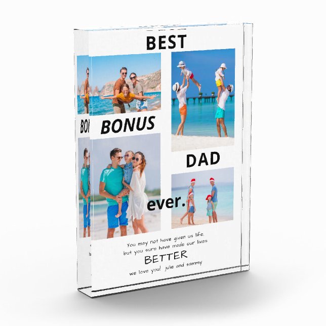 Bloc Photo Meilleur Bonus Papa Ever Stepdad 4 Fête des pères  (Gauche)