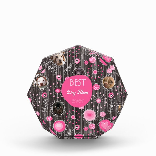 Bloc Photo Meilleur Chien Maman Cute Rose Coeur Fleur Photo C (Devant)