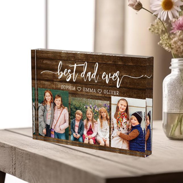 Bloc Photo Meilleur Papa Jamais - Fête des pères en bois - Co (Créateur téléchargé)
