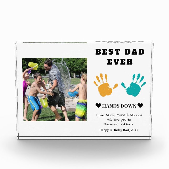 Bloc Photo Meilleur Père Jamais Mains Bas Anniversaire (Devant)