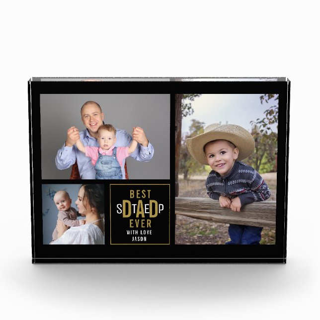 Bloc Photo Meilleure Étape Papa Ever 3 Photo Collage Noir Et  (Devant)