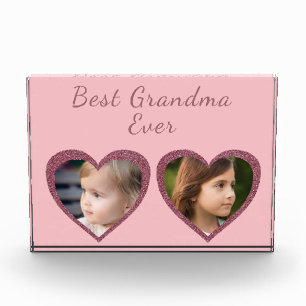 Bloc Photo Meilleure grand-mère cœurs roses personnalisable a