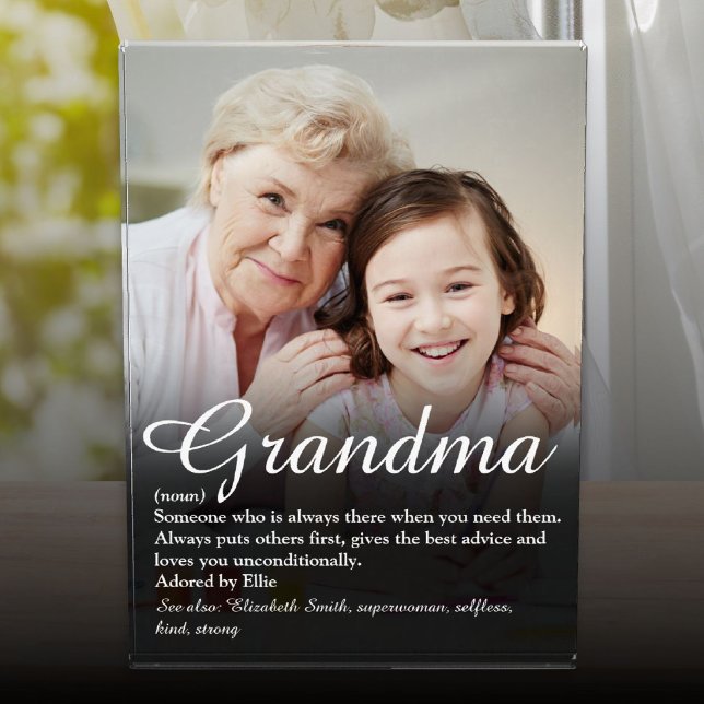 Bloc Photo Meilleure grand-mère du monde Définition (World's Best Ever Grandma Grandmother Definition Photo Block)