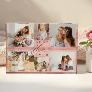 Bloc Photo Meilleure maman Jamais Pink Woodgrain Collectionne