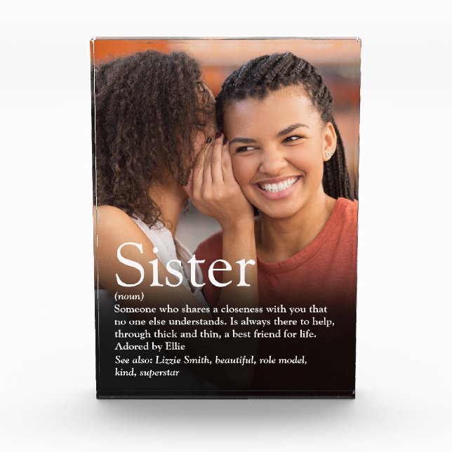 Bloc Photo Meilleure sœur du monde selon Modern Fun World Déf (Devant)