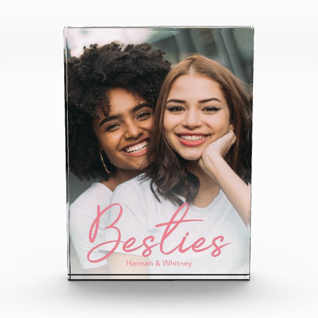 Bloc Photo Meilleures Amies Script Rose Personnalisé (Devant)