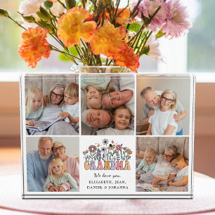 Bloc Photo Mémé Mignon Fleurs Fantaisistes Rétro Collage