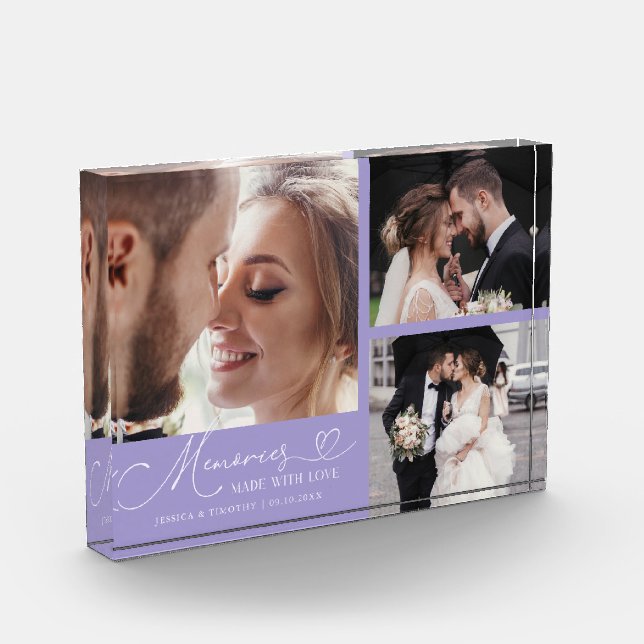Bloc Photo Mémoires Faites avec Amour Mariage Lilas (Gauche)