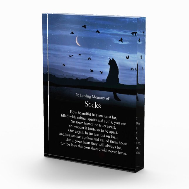 Bloc Photo Mémorial Chat avec le poème du Ciel et le nom pers (Droite)