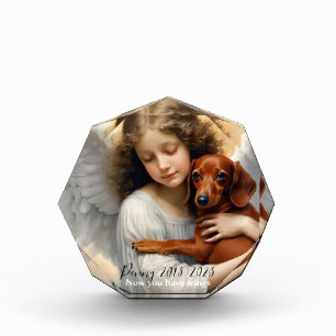 Bloc Photo Memorial Dachshund avec Angel Custom