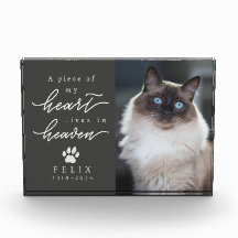 Mémorial de chat gris charbon de bois au cœur viva