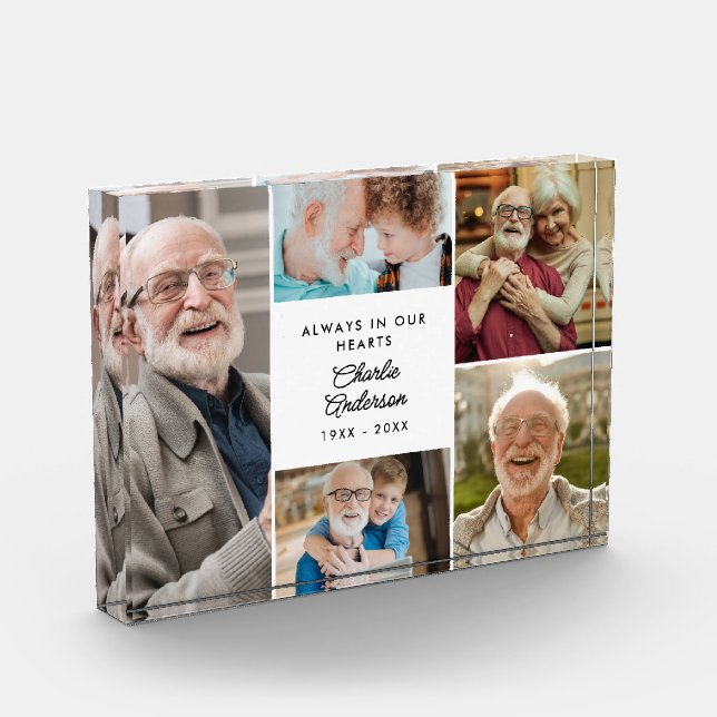 Bloc Photo Mémorial de collage 5 photos de texte personnalisé (Gauche)