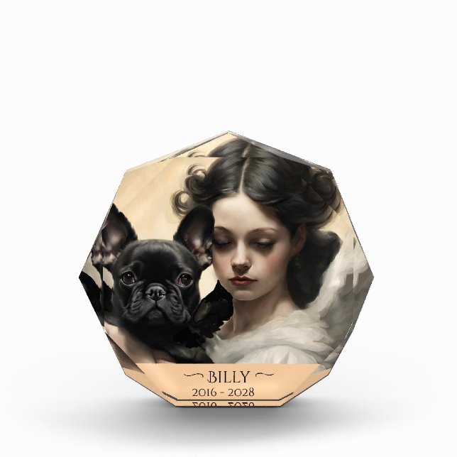 Bloc Photo Mémorial personnalisé de Bulldog en français noir (Devant)