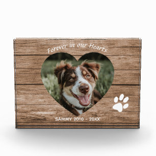 Bloc Photo Mémorial Personnalisé pour Chien en Bois Rustique