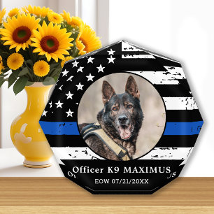 Bloc Photo Mince Ligne bleue K9 Agent Police Dog Memorial