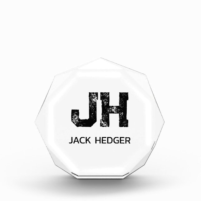 BLOC PHOTO MINIMALIST BLACK TWO LETTER MONOGRAM NAME WHITE (Devant)
