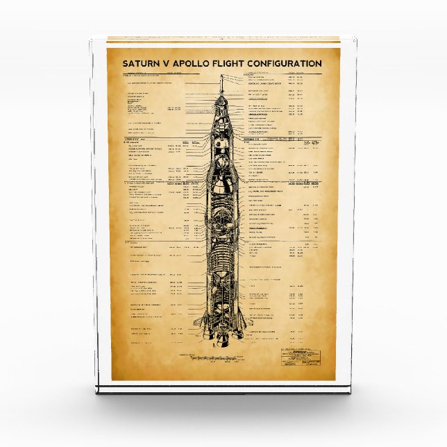 Bloc Photo Mission APOLLO Moon SATURN V Rocket Blueprint 1967 (Devant)