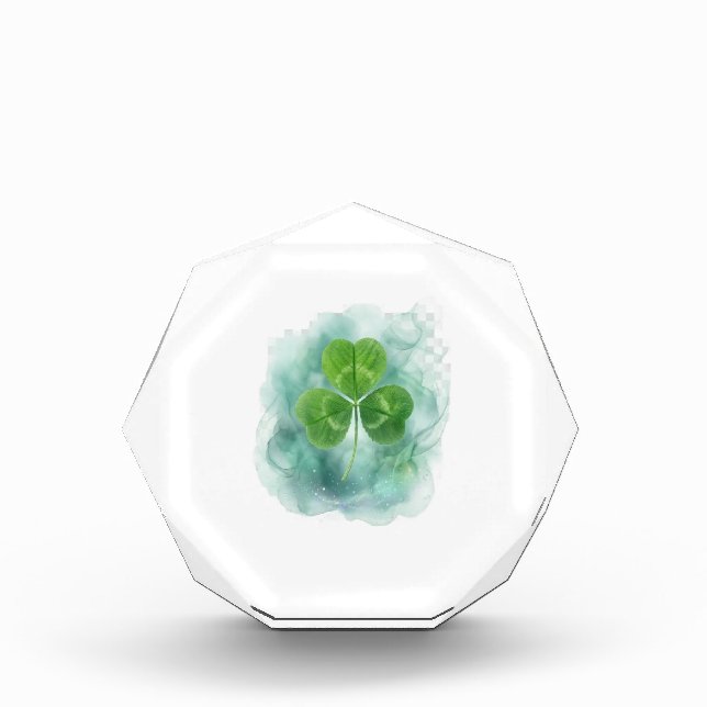Bloc Photo Misty Watercolor Clover Floating Acrylic Block (Devant)