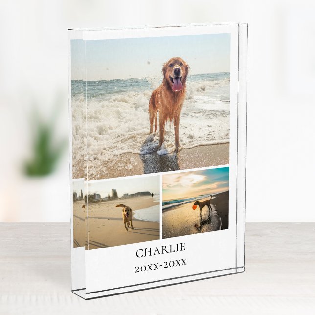 Bloc Photo Modern Dog Keepsake Cute Personalized Pet Collage (Modern Dog Keepsake Cute Personalized Pet Collage Photo Block)
