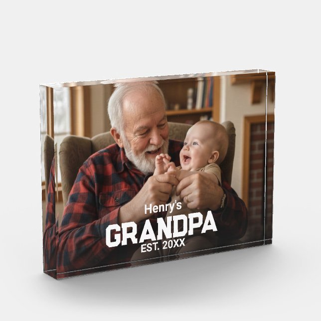 Bloc Photo Modern Grandpa Est. Name Year Photo Block (Gauche)