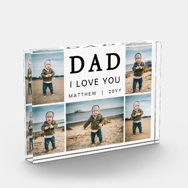 Bloc Photo Modern I Love You Dad Grid Collage 5 Photo Block (Gauche)