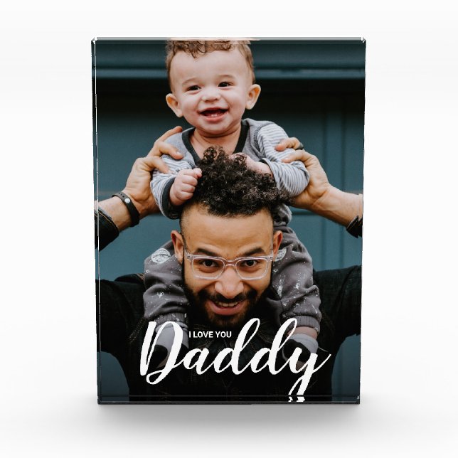 Bloc Photo Modern I Love You Papa Script Photo personnalisée (Devant)