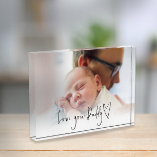 Bloc Photo Modern Love You Papa Script Coeur Photo Overlay