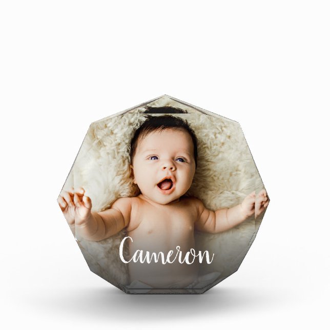 Bloc Photo Modern Script Name Baby Photo personnalisée (Devant)