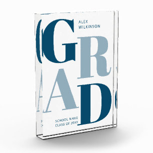 Bloc Photo Moderne Bleu tendance Typographie Graduation
