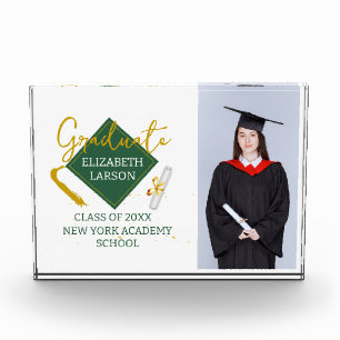 Bloc Photo Moderne Élégant Senior Green Thème Graduation
