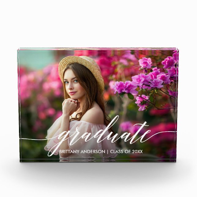 Bloc Photo Moderne Élégante Calligraphie Script Graduation (Devant)