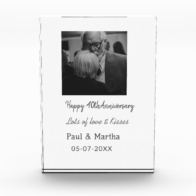 Bloc Photo Moderne heureux 40e anniversaire ajouter nom date  (Devant)