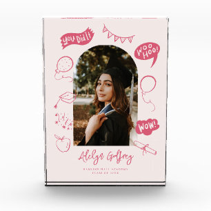 Bloc Photo Moderne Photo Doodle Graduation Pink Keepsaké