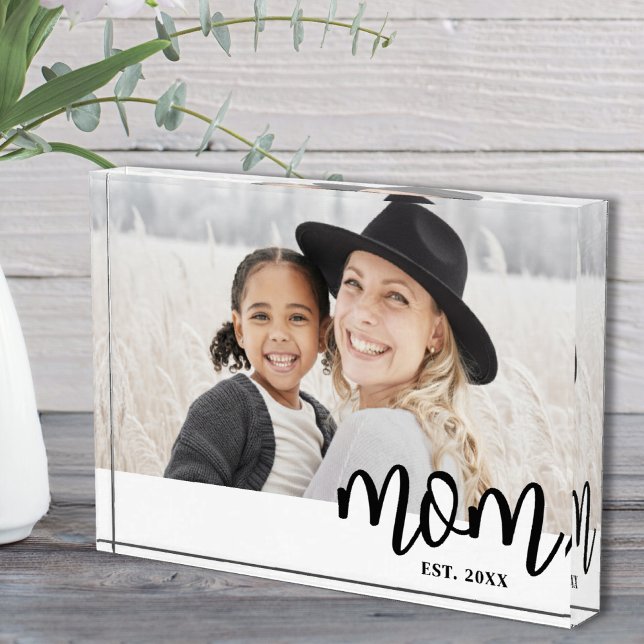 Bloc Photo Mom Established Mother's Day Gift (Mom Established Mother's Day Gift Photo Block)