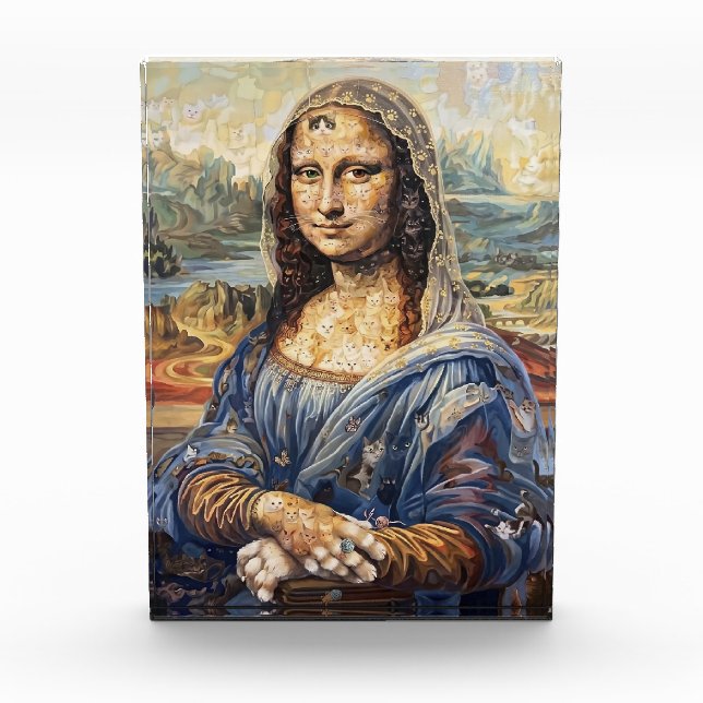 Bloc Photo Mona Lisa collage art made with cat faces (Devant)