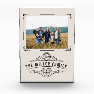 Bloc Photo monogramme de bordure décorative vintage script