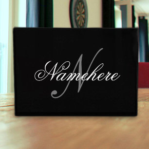 Bloc Photo Monogramme de nom noir et blanc personnalisé uniqu