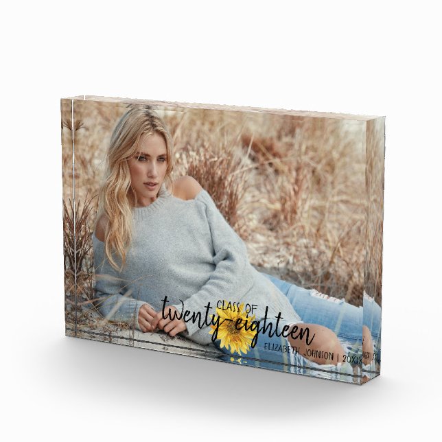 Bloc Photo Monogramme de tournesol rustique Classe de bloc ph (Droite)