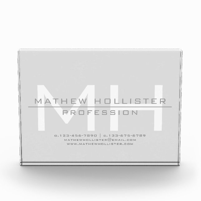 Bloc Photo Monogramme masculin, affaires grises (Devant)