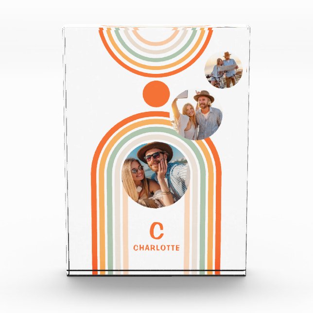 Bloc Photo Monogramme Nom Boho Arch Multi Photo Fille tendanc (Devant)