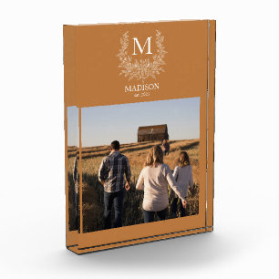 Bloc Photo Monogramme rustique Initiale personnalisée en cui