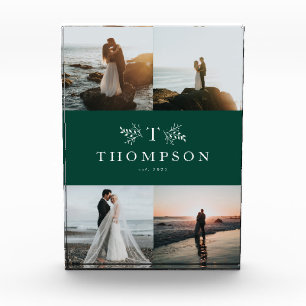 Bloc Photo Monographie rustique collage mariage vert