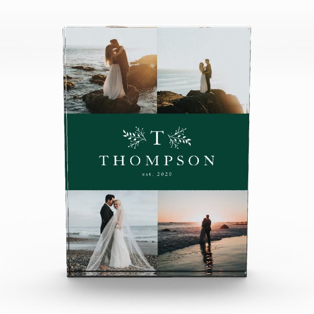Bloc Photo Monographie rustique collage mariage vert (Devant)