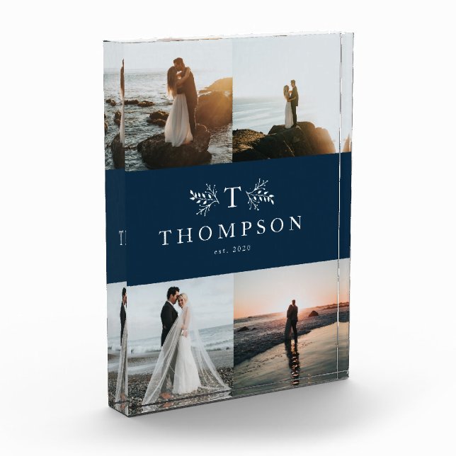 Bloc Photo Monographie rustique marine bleu collage marié (Gauche)