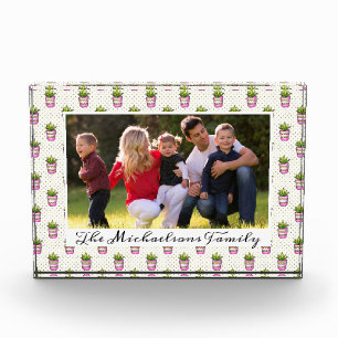 Bloc Photo Motif de point Polka Succulent Aquarelle